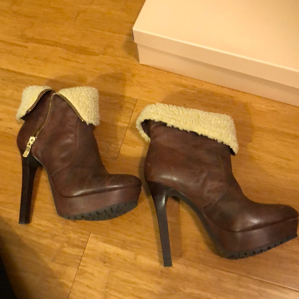 Bcbgeneration Brown Platform Booties W/ Shearling - image 3